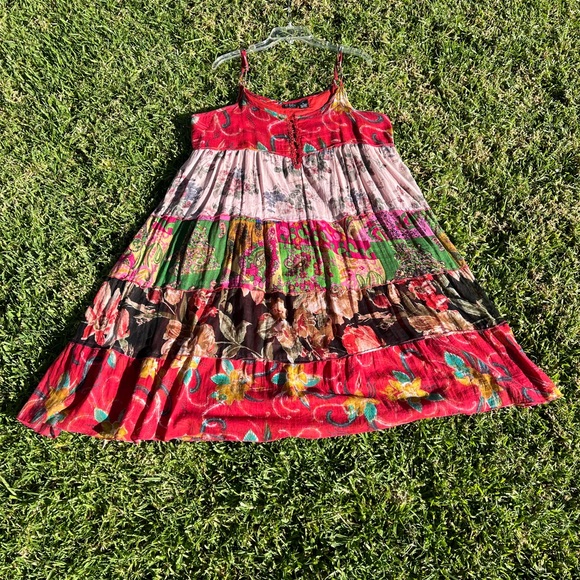 Etc. Layered Sundress Cotton Farm Rio Style Colorful Lightweight Vacation Boho - Picture 6 of 8